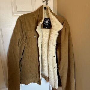 Men's Brown Sherpa-Lined Jacket